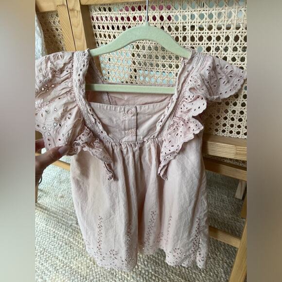 Zara Kids Blush dress eyelet embroidered lace wedding toddler dusty rose - Picture 3 of 6